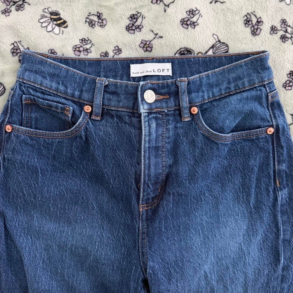 LOFT Dark Wash Straight Leg Jeans, Size 25/0 Petite